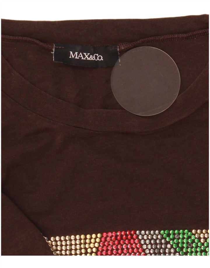 Camiseta gráfica feminina Max & Co. UK 10 pequena marrom