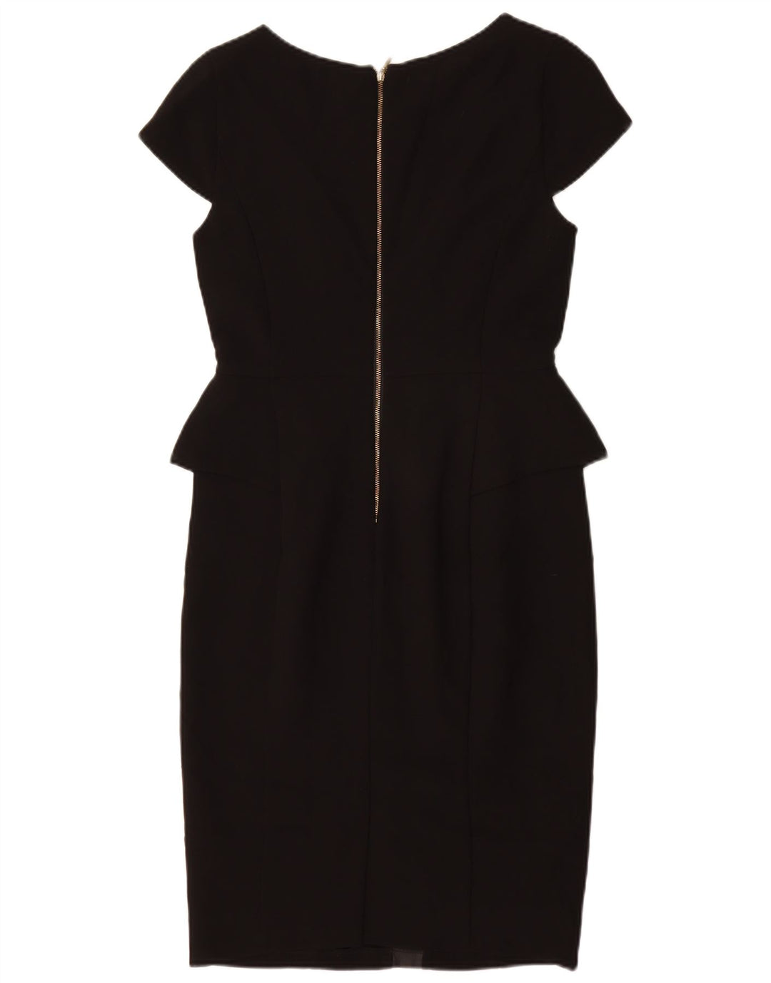 Vestido feminino Autograph Peplum da MARKS & SPENCER UK 10 pequeno poliéster preto