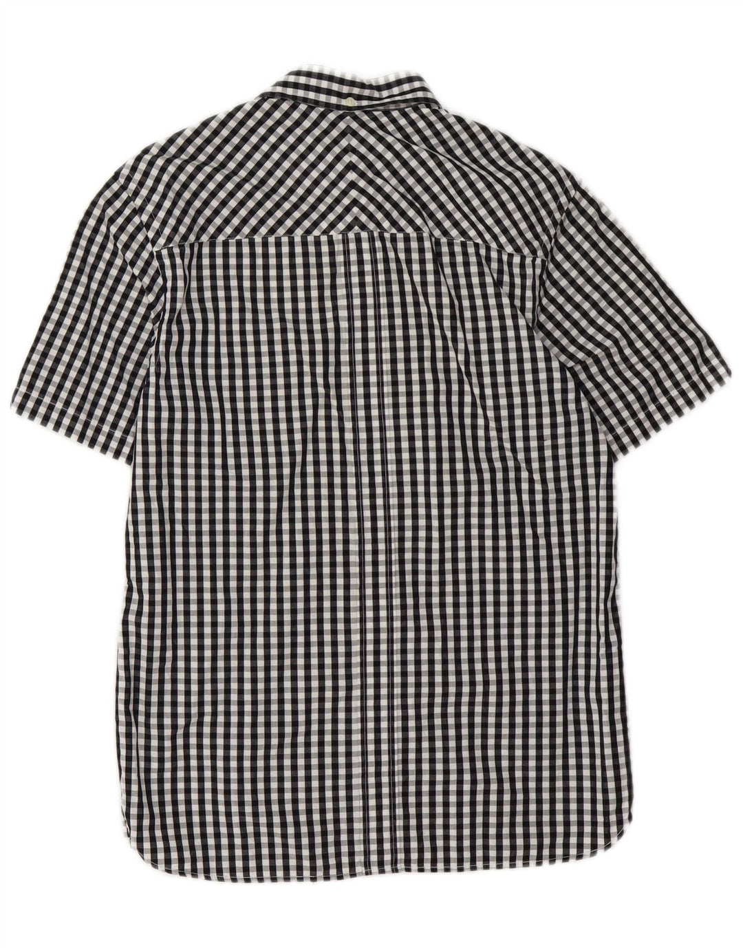 Camisa masculina de manga curta Fred Perry pequena preta de algodão guingão