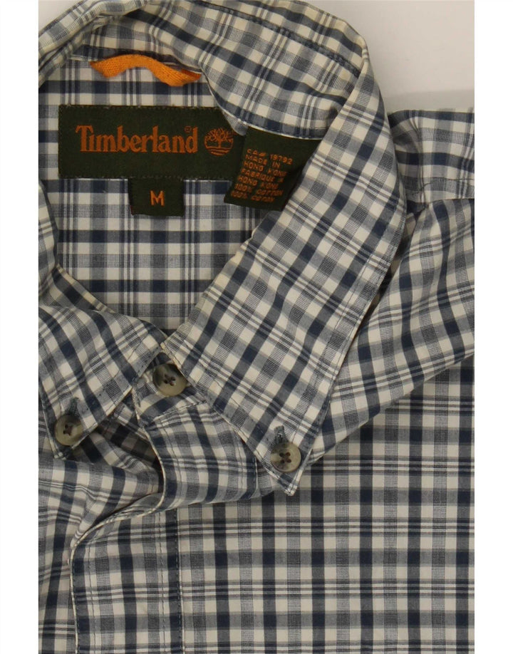 Camisa masculina Timberland médio xadrez azul marinho algodão