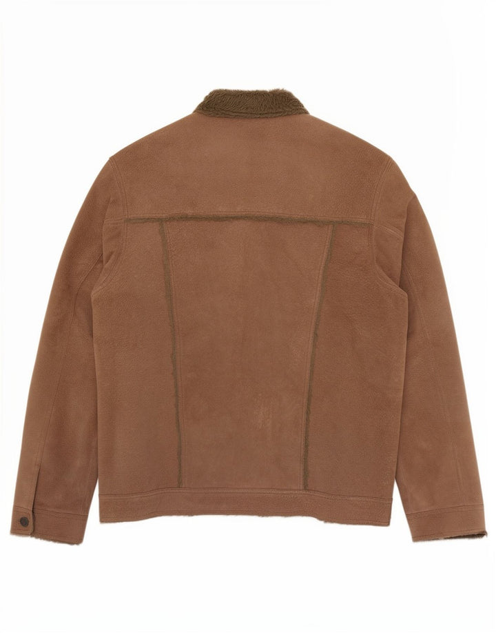 Jaqueta masculina de couro Sherpa Borsani Reino Unido 40 grande couro marrom