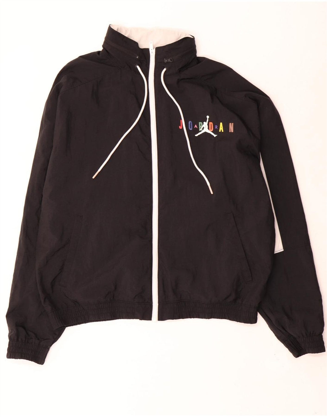 Jordan Mens Graphic Tracksuit Top Jaqueta Médio Preto Colorblock Poliéster