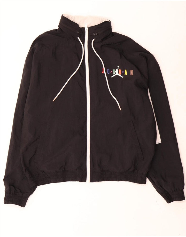 Jordan Mens Graphic Tracksuit Top Jaqueta Médio Preto Colorblock Poliéster