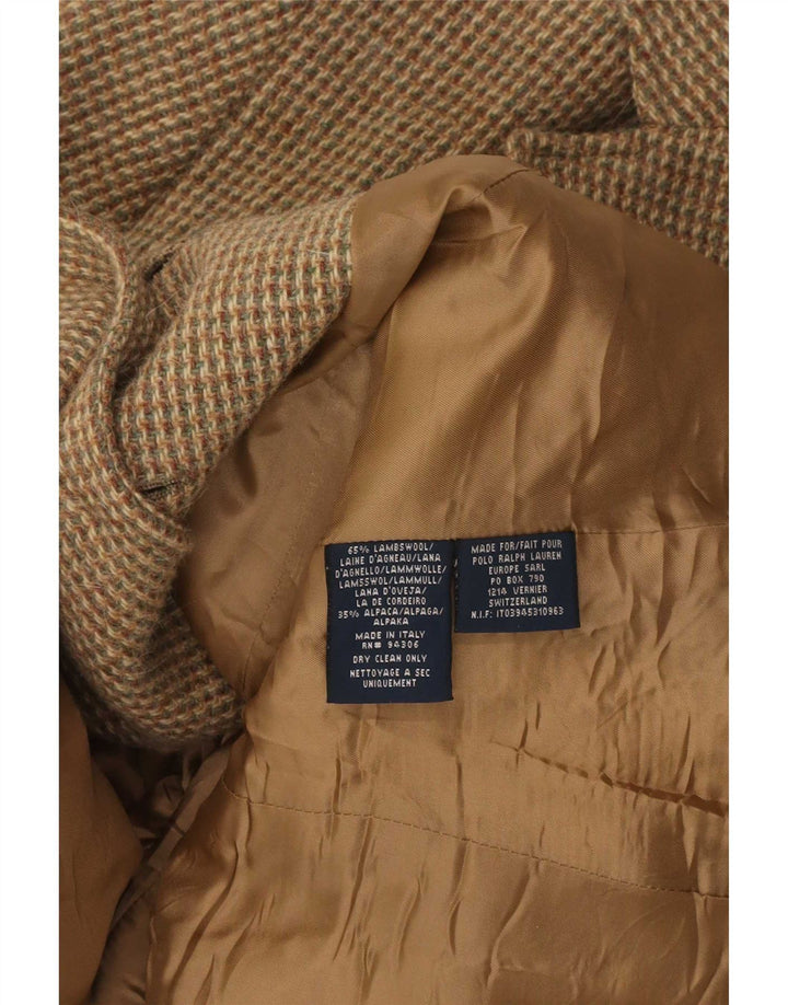 Ralph Lauren Jaqueta blazer feminina de 3 botões EUA 10 grande xadrez marrom