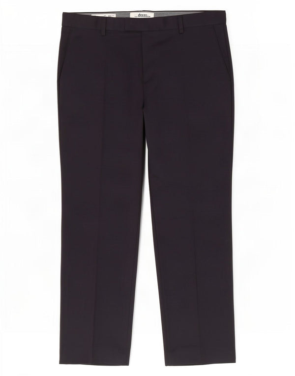 Calça masculina de ajuste regular Marks & Spencer W38 L29 lã azul marinho