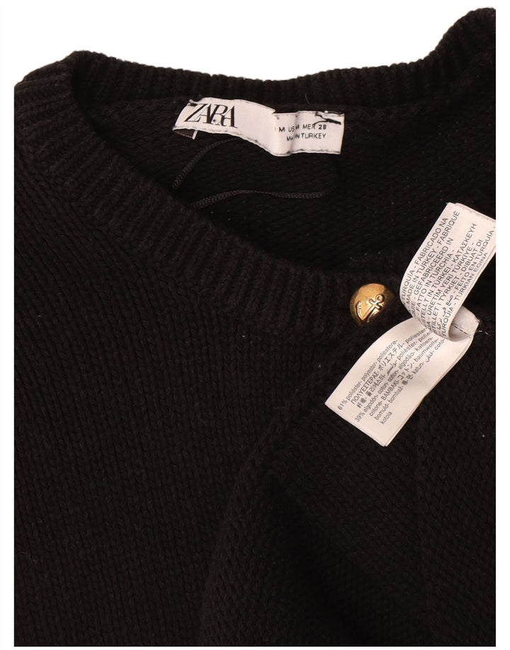 Suéter cardigã feminino Zara UK 14 poliéster preto médio