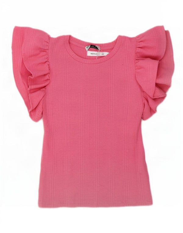 Zara Blusa Feminina Top UK 10 Pequena Rosa Poliéster