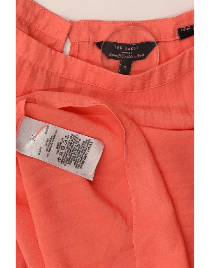 Blusa oversized feminina Ted Baker tamanho 2 poliéster listrado rosa pequeno