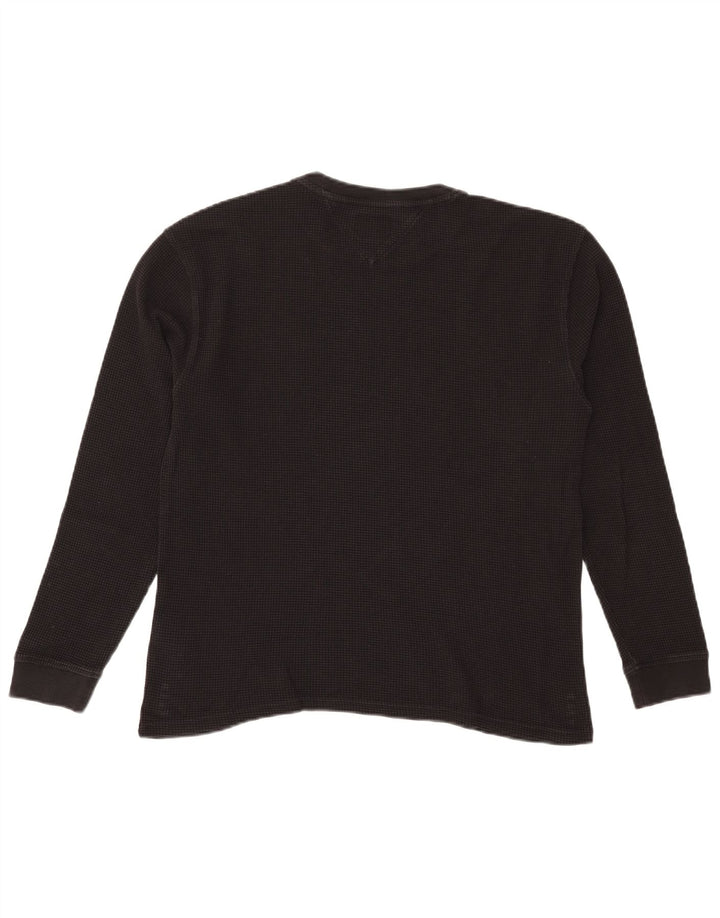 Tommy Hilfiger Top masculino manga comprida pequeno algodão preto