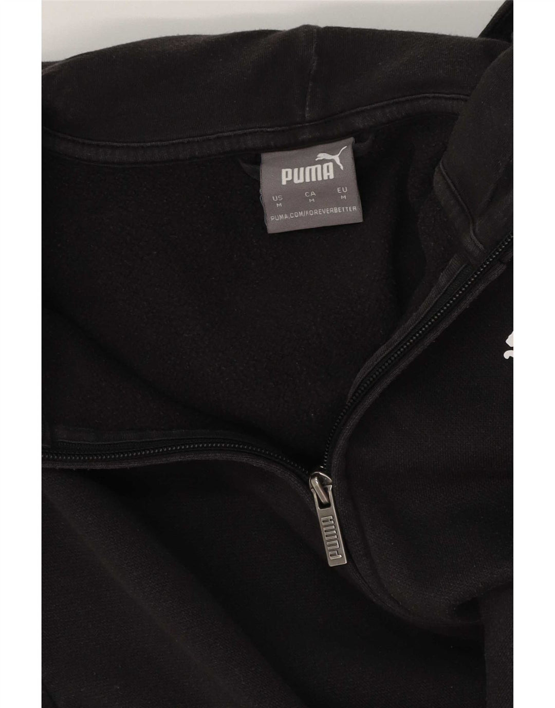 Suéter feminino Puma com capuz e zíper gráfico UK 14 médio preto