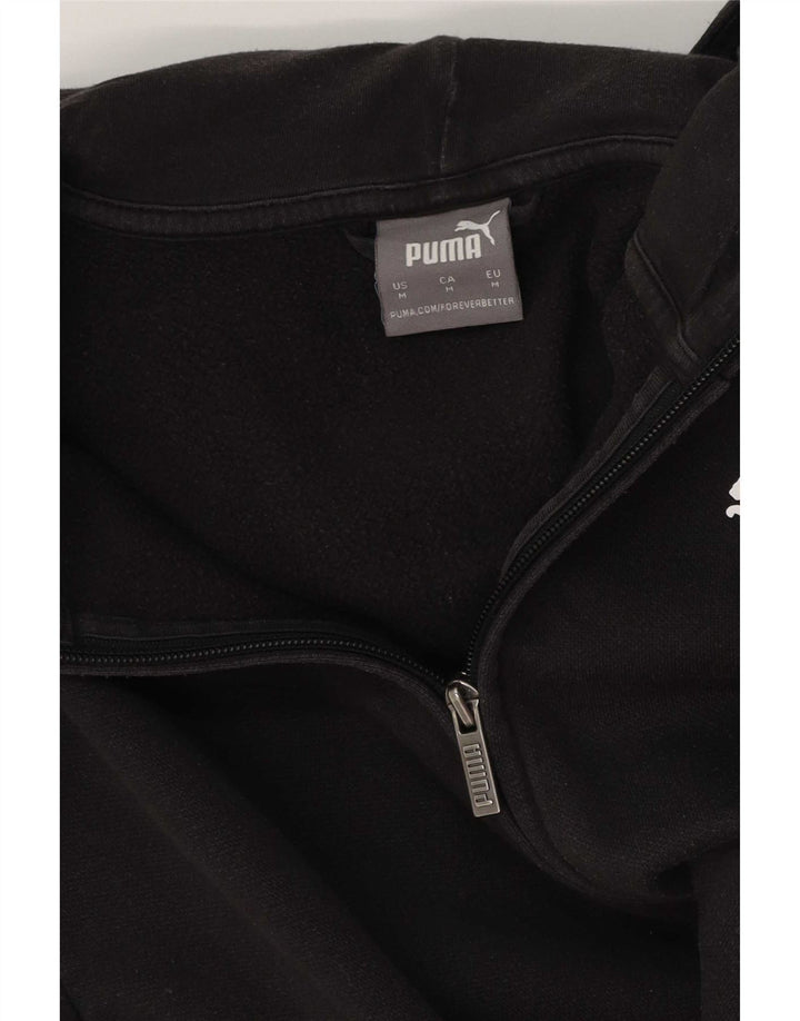 Suéter feminino Puma com capuz e zíper gráfico UK 14 médio preto