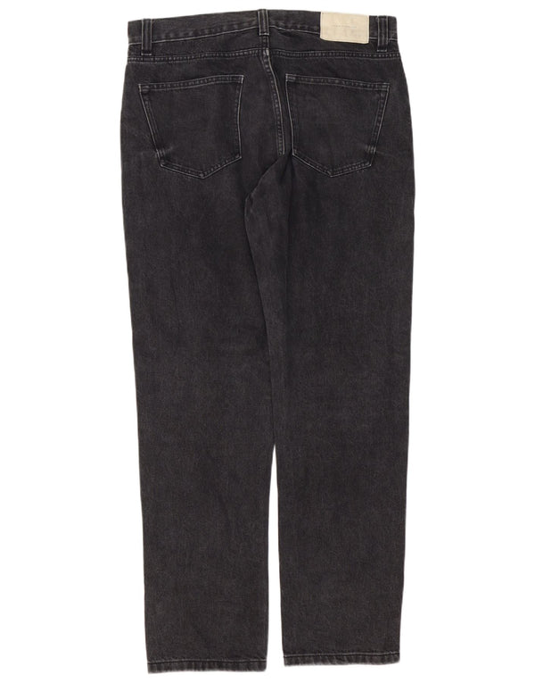 Zara Mens Straight Jeans EU 44 Grande W34 L31 Algodão Preto