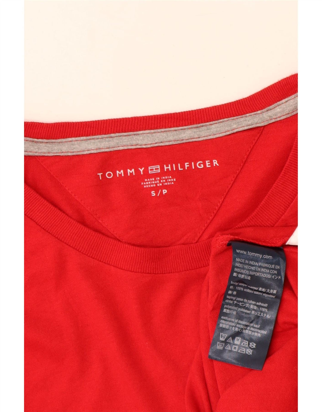 Tommy Hilfiger Camiseta masculina gráfica manga comprida pequena algodão vermelho