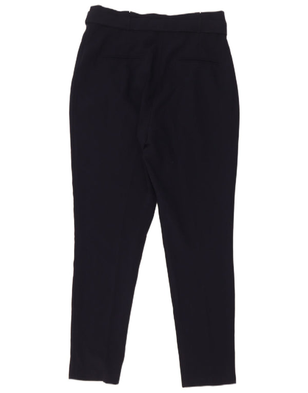Calça casual feminina Lipsy cintura alta Reino Unido 12 médio W30 L29 azul marinho