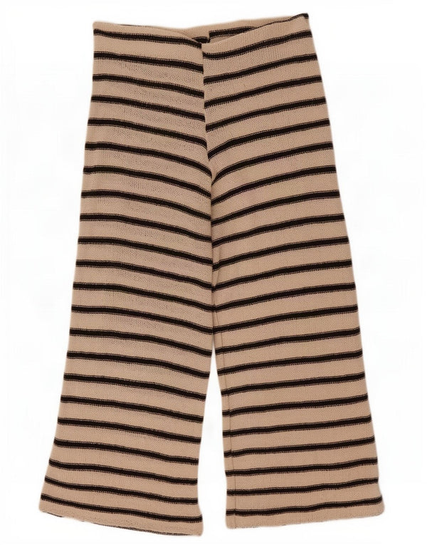 Zara Womens Knit Tracksuit Calças Reino Unido 14 Grande Bege Listrado