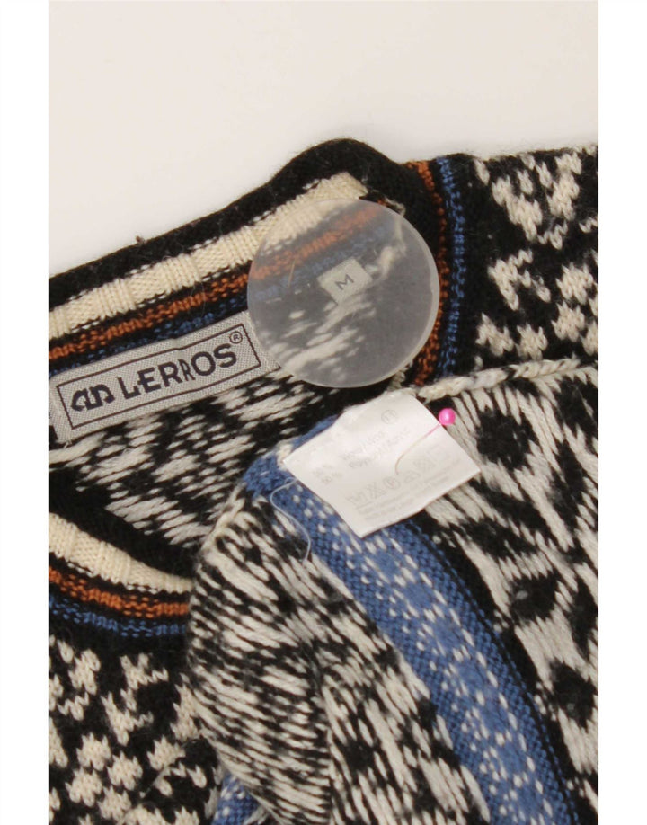 Suéter masculino Lerros com gola redonda, médio, preto, lã Fair Isle