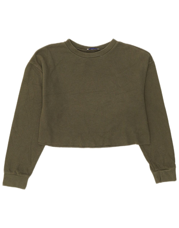 Blusa feminina Zara Top UK 14 algodão verde médio