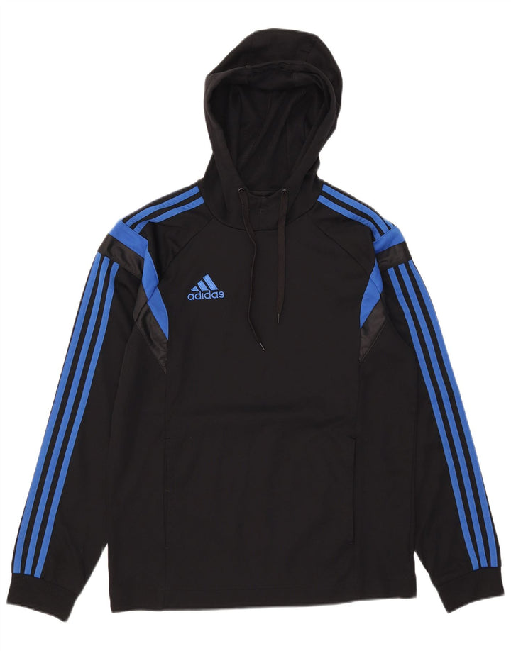 Adidas Mens Hoodie Jumper Pequeno Poliéster Colorblock Preto