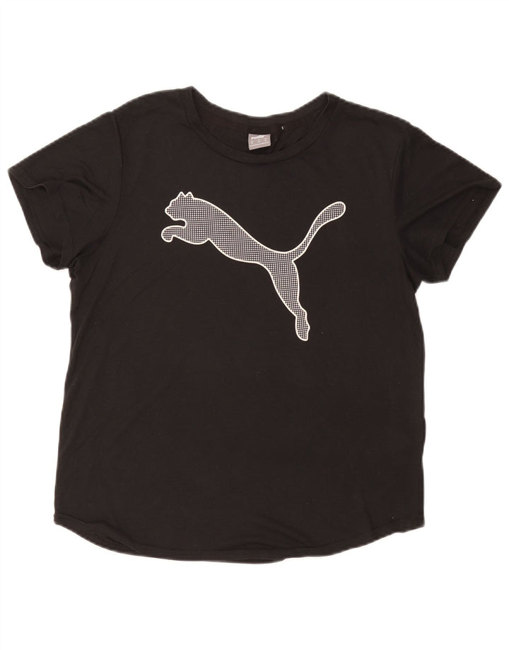PUMA Womens Graphic T-Shirt Top UK 14 Medium Black Polyester