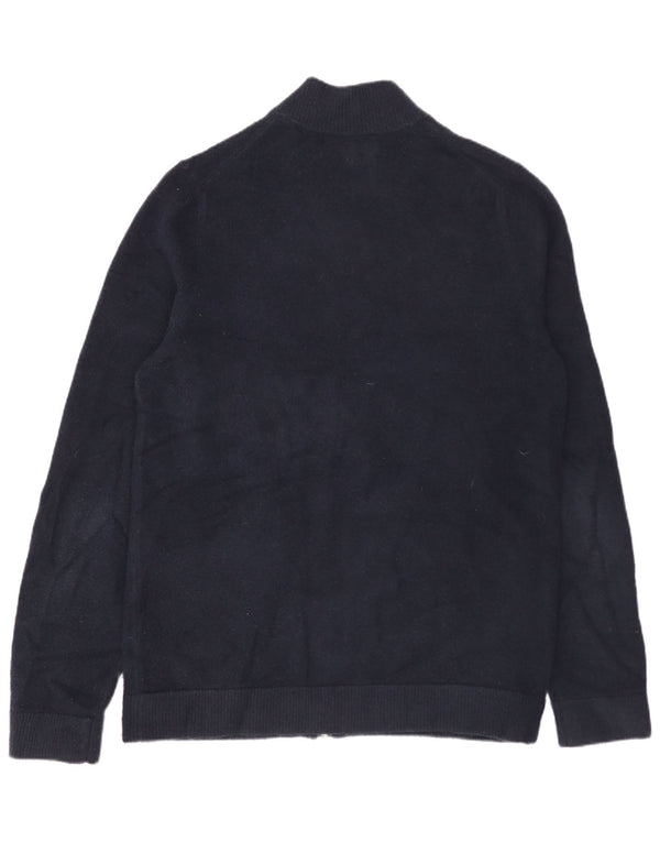 MARKS & SPENCER Suéter masculino Autograph Cardigan pequeno azul marinho poliamida