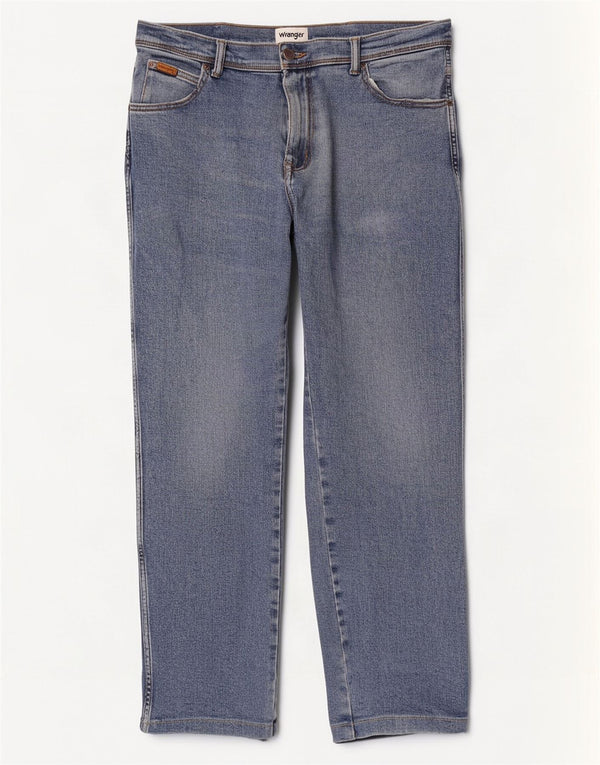 Wrangler Mens Straight Jeans W36 L32 Azul Algodão