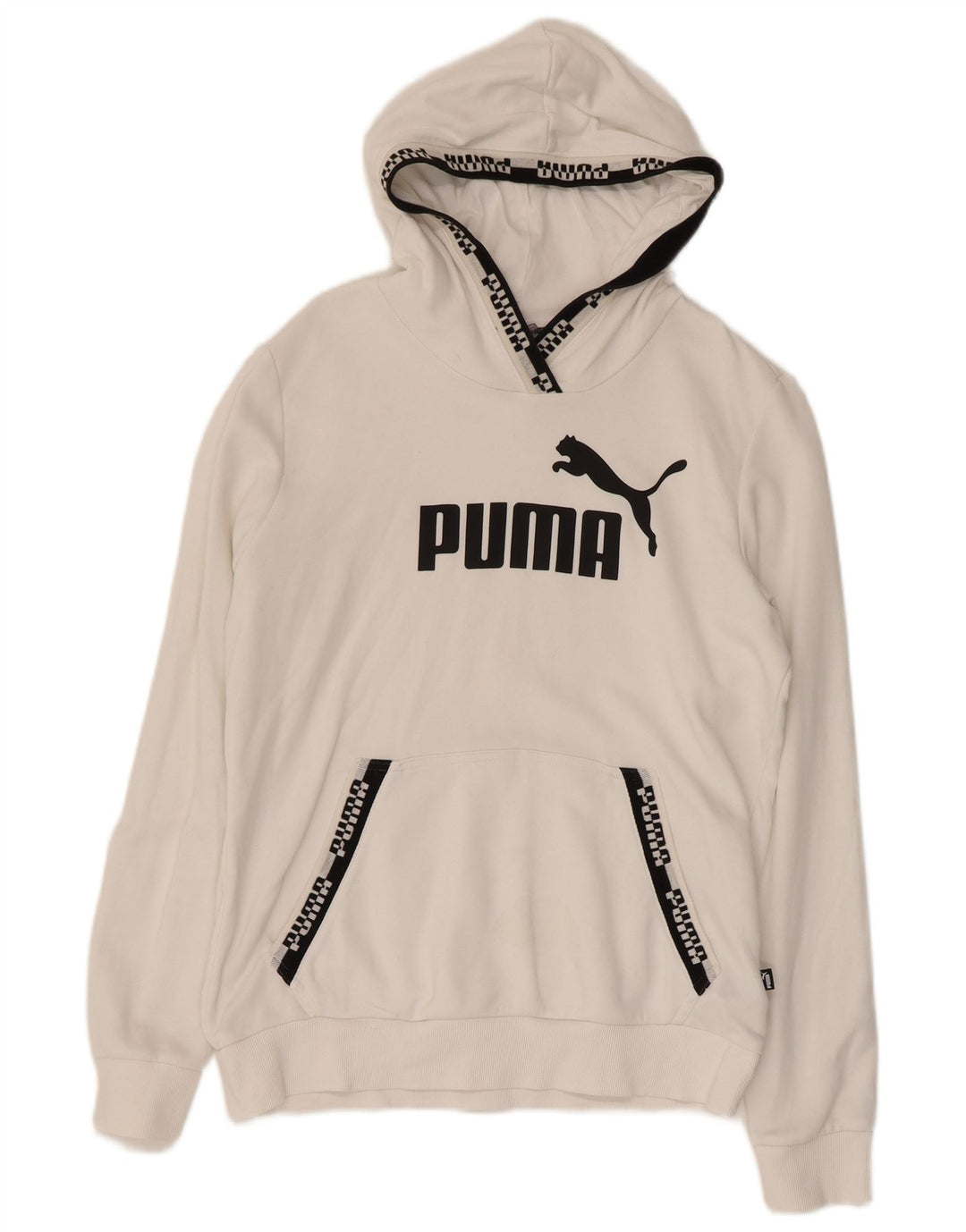 PUMA feminino gráfico moletom com capuz UK 14 médio algodão branco
