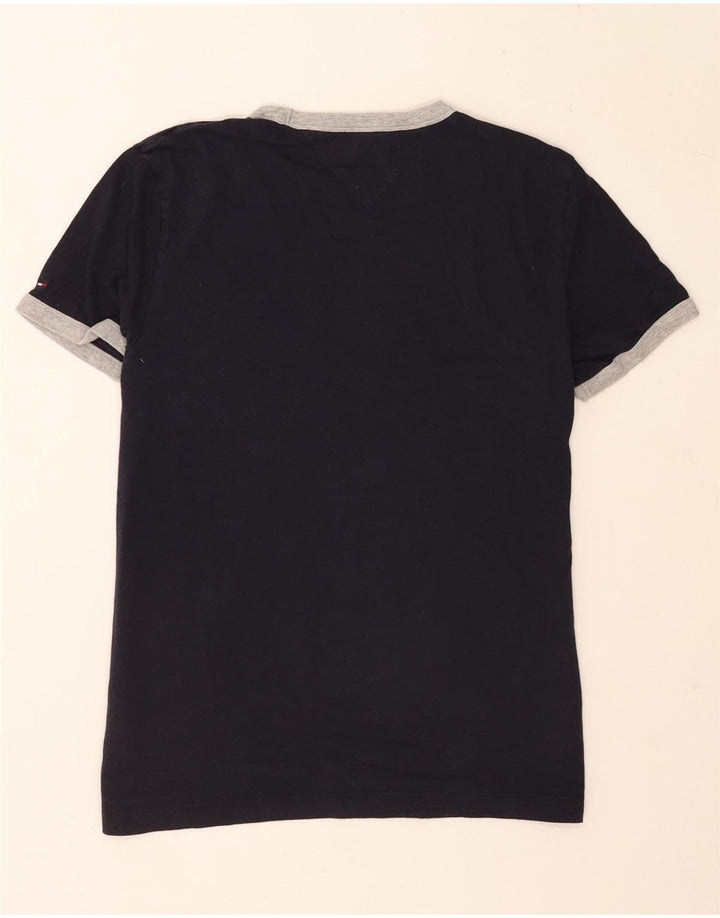 Tommy Hilfiger Camiseta masculina gráfica Top médio algodão azul marinho