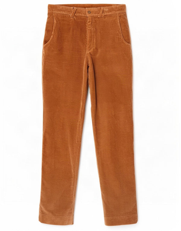 Calça masculina vintage de veludo cônico IT 48 médio W32 L34 algodão bege