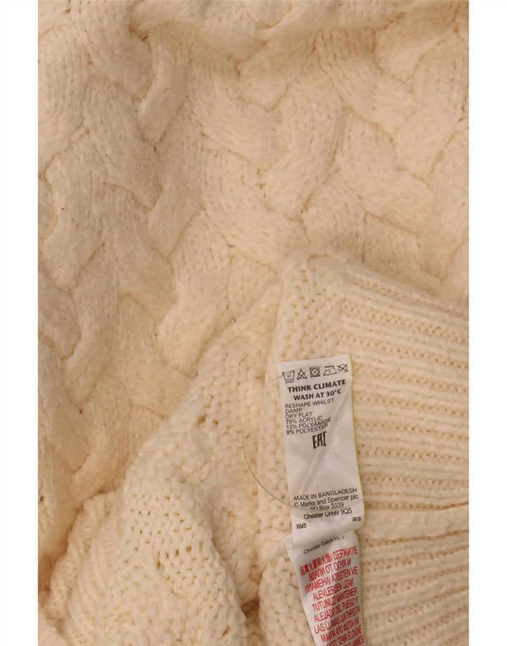 Suéter feminino Marks & Spencer com gola tartaruga Reino Unido 10 pequeno bege