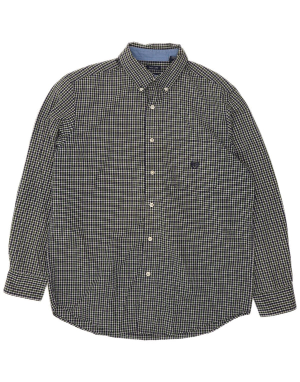 Camisa masculina Classic Fit da Chaps, algodão guingão verde médio