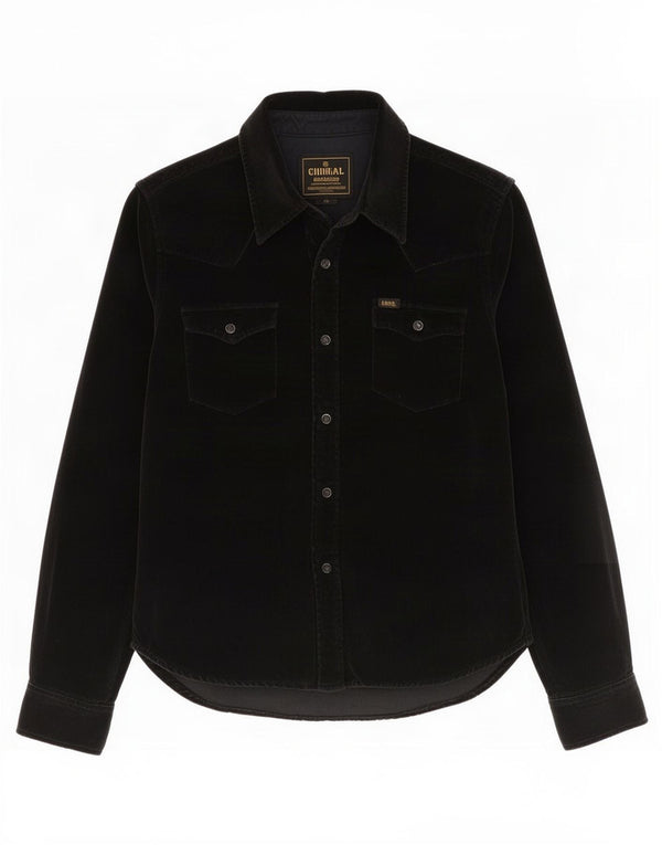Camisa feminina de veludo Lee UK 14 algodão preto médio