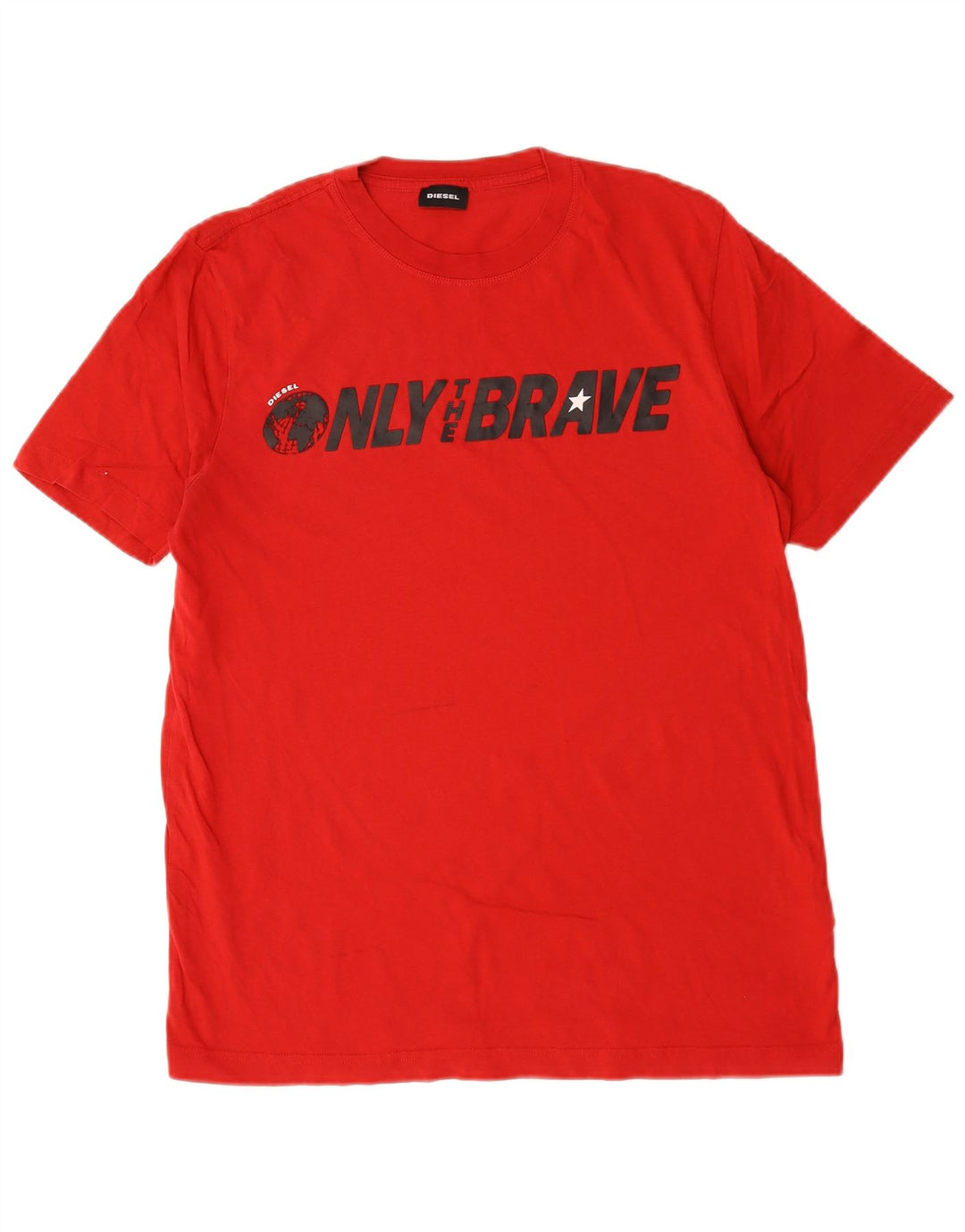 Diesel Camiseta masculina gráfica Top médio algodão vermelho