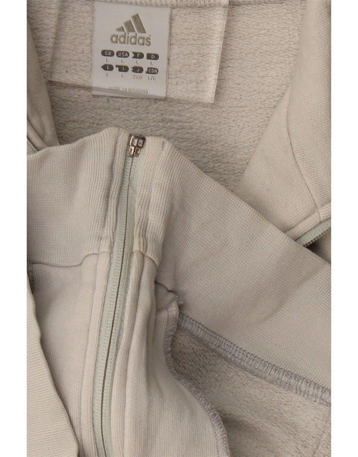 ADIDAS Womens Crop Tracksuit Top Jacket UK 14 Large Off White