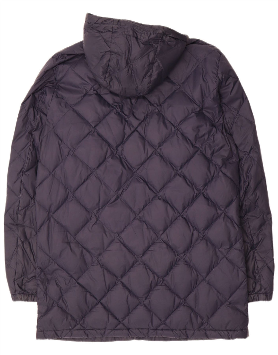 Casaco acolchoado com capuz feminino MASSIMO DUTTI UK 16 grande azul marinho poliamida