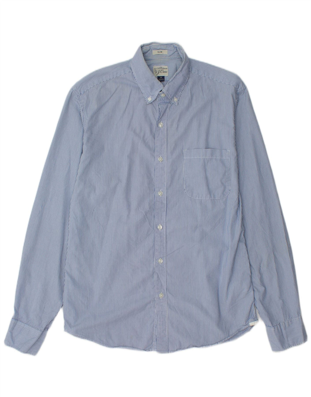 J. CREW Camisa masculina slim fit de algodão listrado azul médio