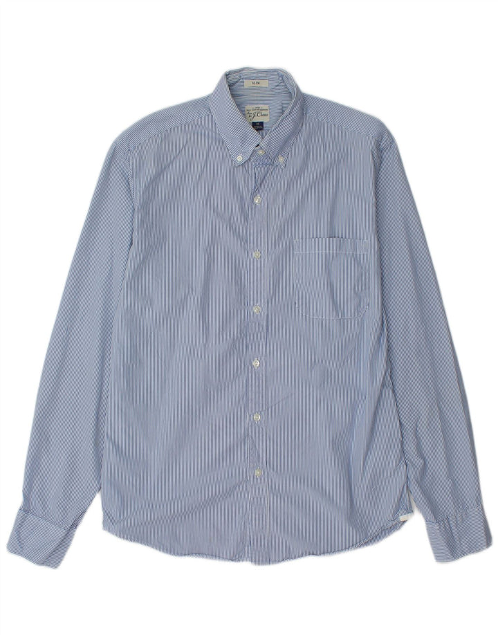 J. CREW Camisa masculina slim fit de algodão listrado azul médio