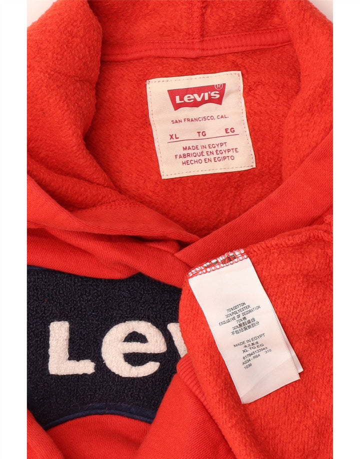 LEVI'S Boys Graphic Hoodie Jumper 13-14 Years XL  Orange Cotton Vintage Levi's and Second-Hand Levi's from Messina Hembry 