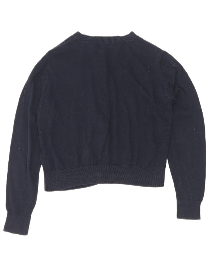 Suéter cardigã feminino Marks & Spencer Reino Unido 12 algodão azul marinho médio