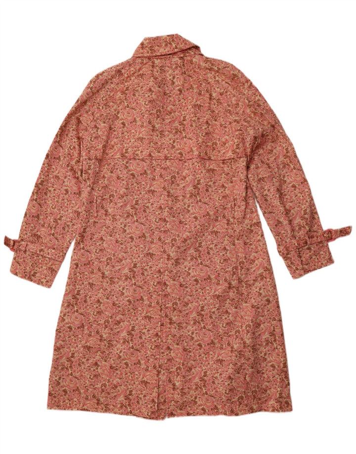 Trench coat feminino LONDON FOG Reino Unido 16 grande algodão floral rosa