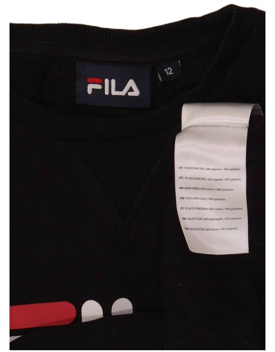 Fila Boys Graphic Sweatshirt Jumper 11-12 Anos Preto Algodão