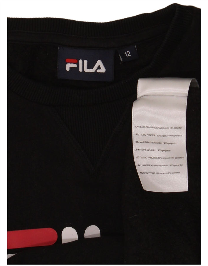 Fila Boys Graphic Sweatshirt Jumper 11-12 Anos Preto Algodão