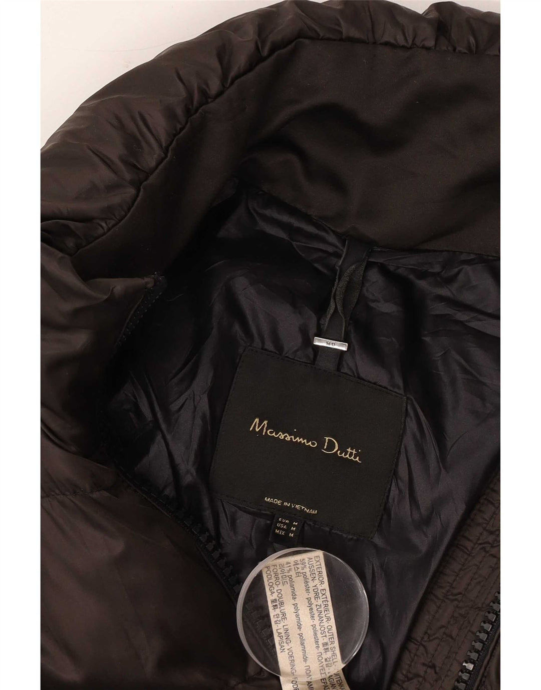 Casaco acolchoado feminino Massimo Dutti UK 14 poliéster marrom médio