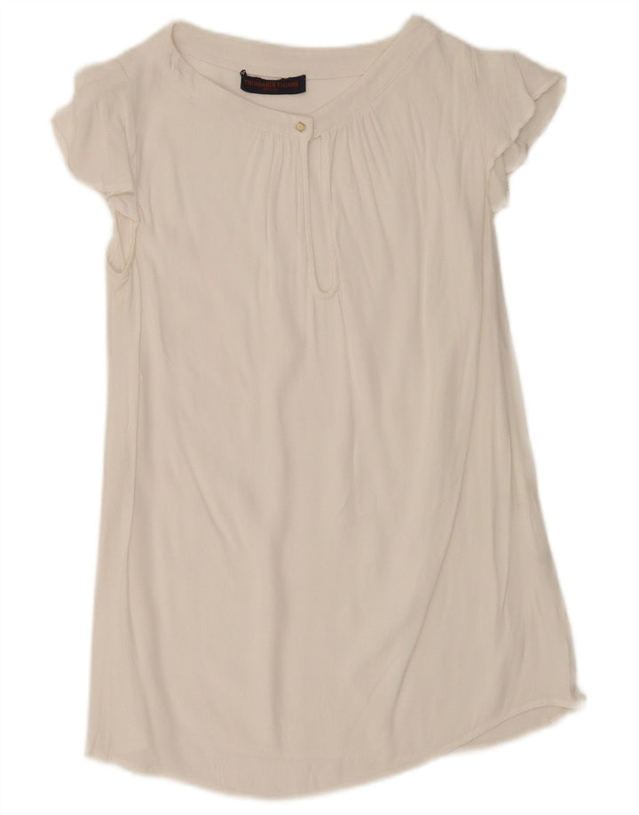Trussardi Jeans Blusa Longline Feminina Top IT 38 XS Branco