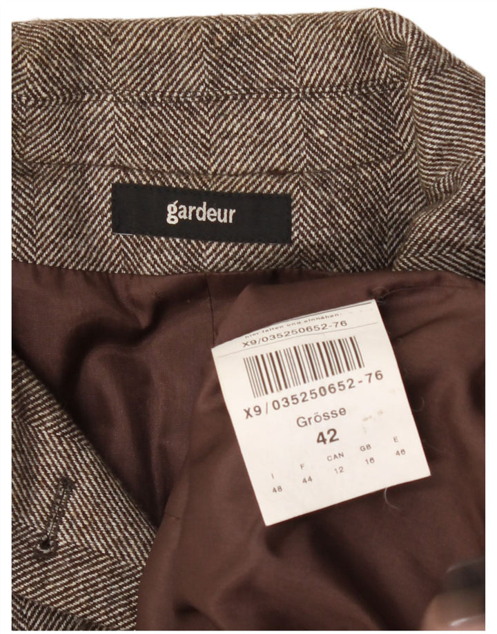 GARDEUR Womens 4 Button Blazer Jacket UK 16 Large Brown Herringbone