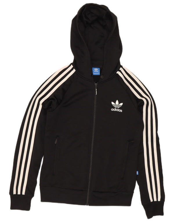Suéter adidas feminino com capuz e zíper Reino Unido 8 pequeno poliéster preto