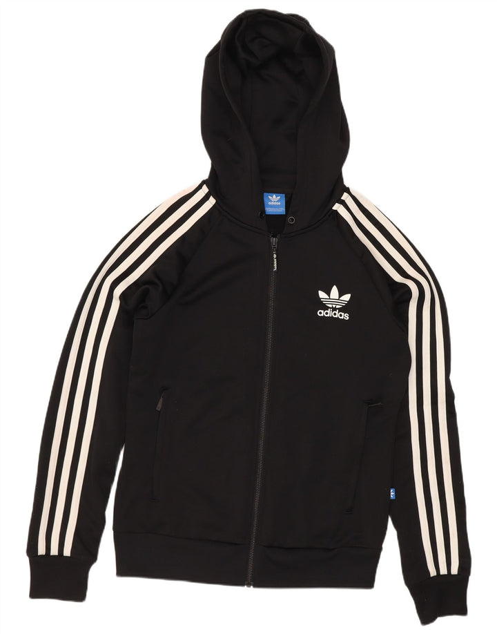 Suéter adidas feminino com capuz e zíper Reino Unido 8 pequeno poliéster preto