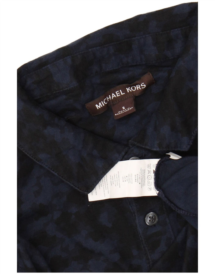 Camisa polo masculina MICHAEL KORS pequena camuflada azul marinho algodão
