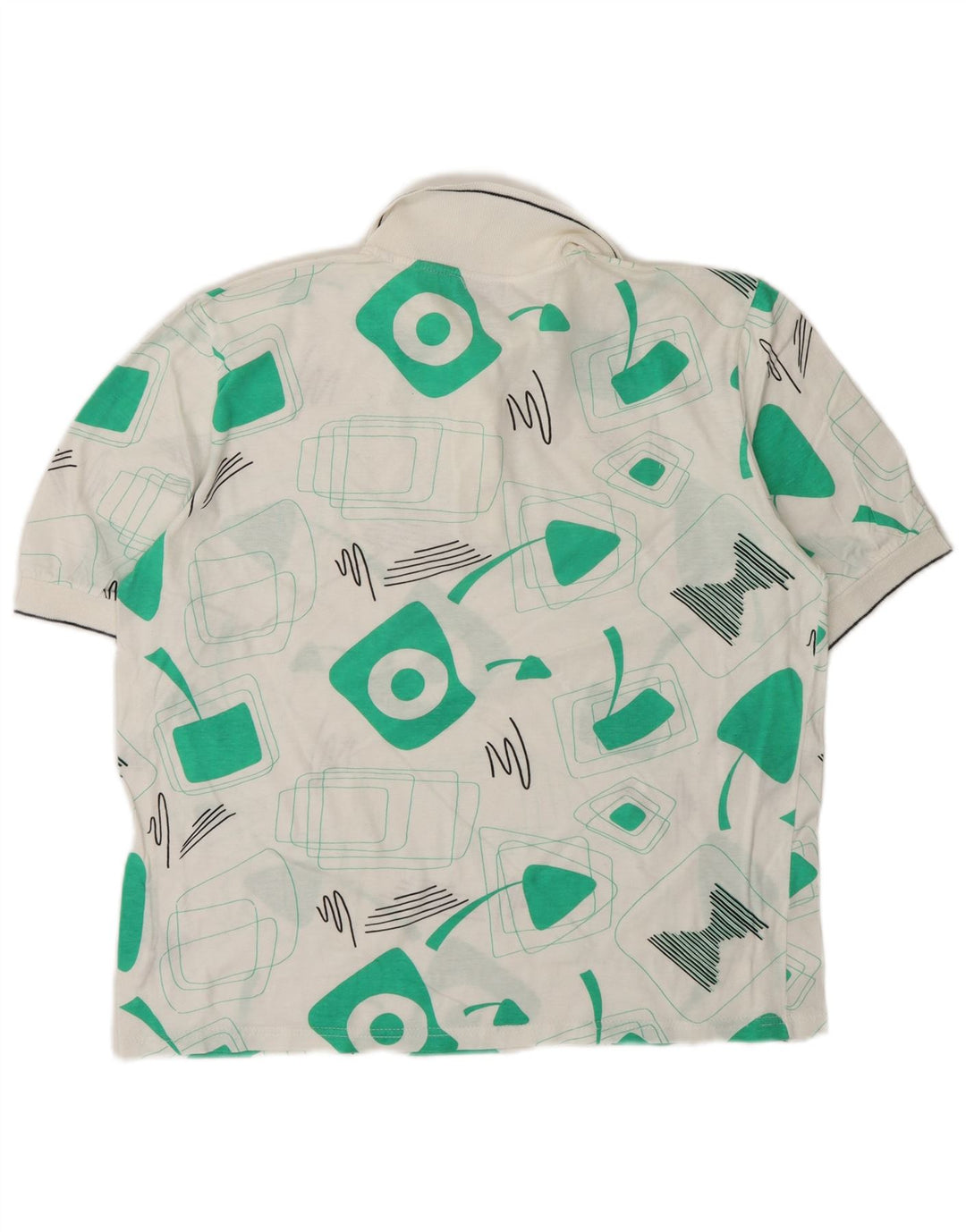 Camisa polo feminina grande Cagi US 4 pequena geométrica branca