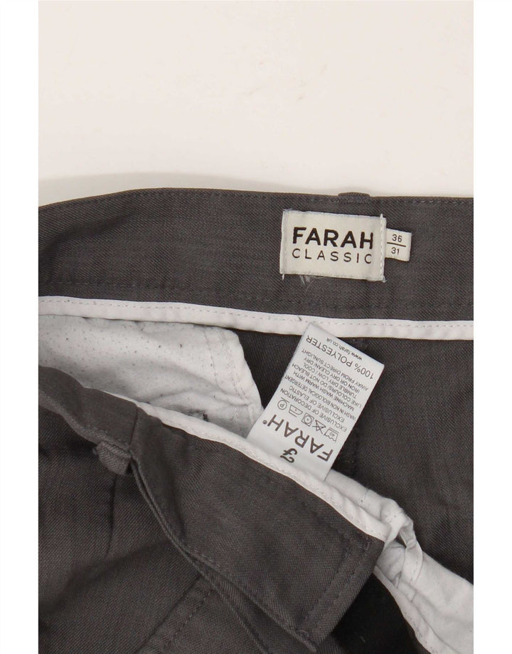 Farah Mens Classic Straight Chino Calças W36 L31 Poliéster Cinza