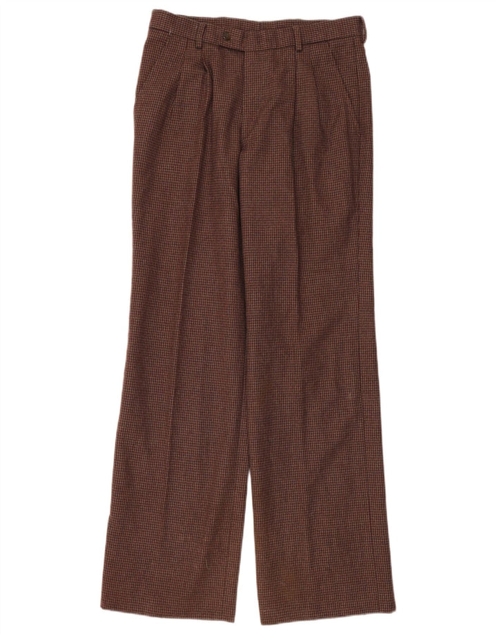 Calça masculina Master com perna larga IT 48 médio W30 L32 marrom Houndstooth